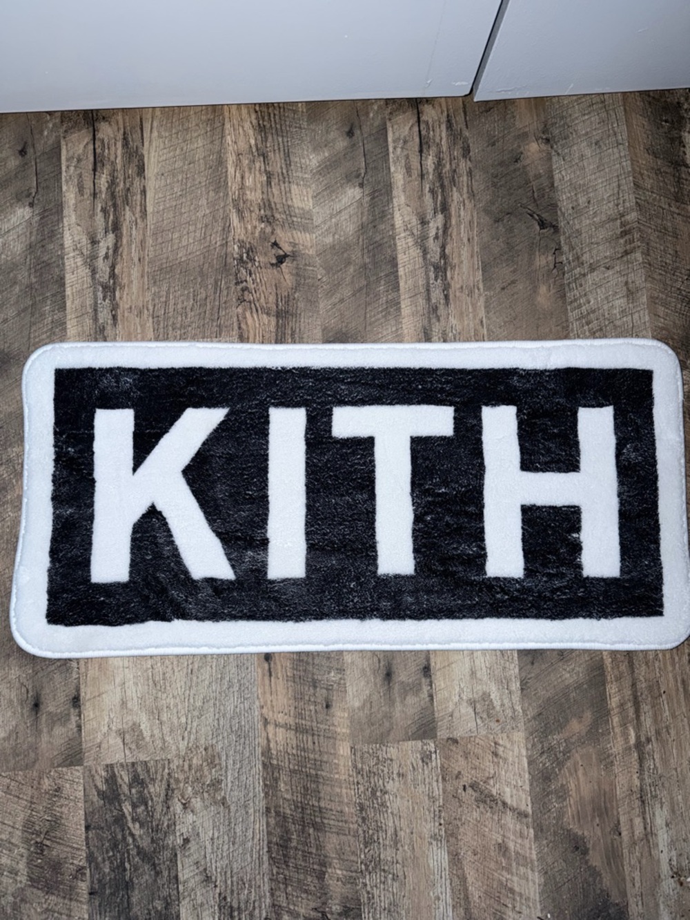 KITH Black & White Logo Bath Rug